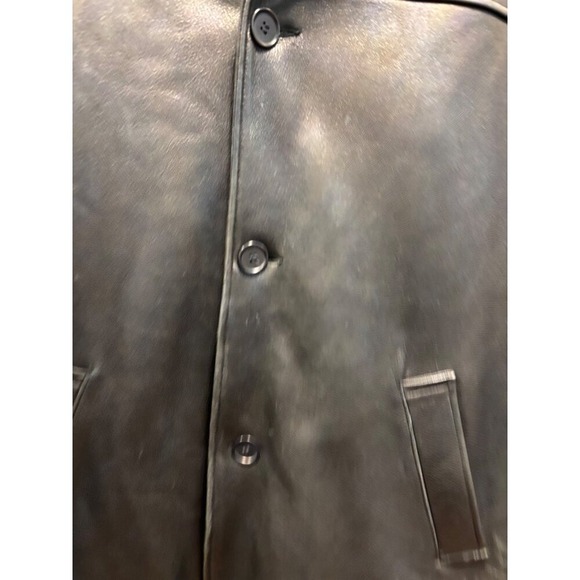 Mitchells of Westport Mens Black Leather Car Coat Button Front Jacket - Picture 5 of 15